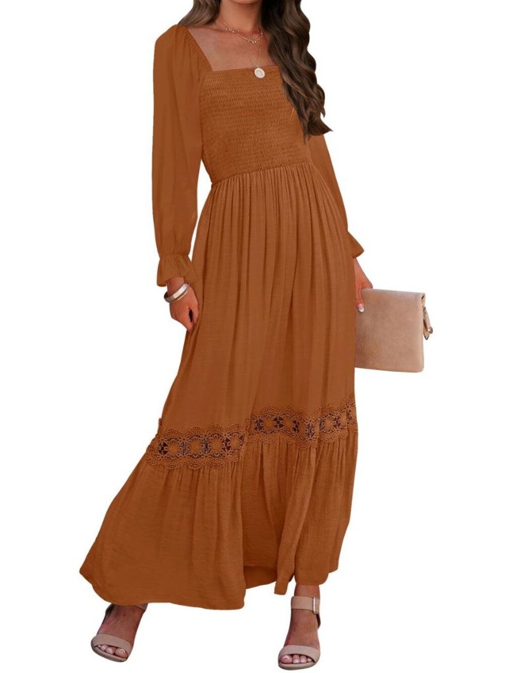 Women's 2026 Boho Long Sleeve Fall Maxi Dress